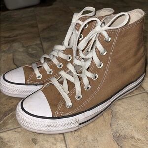 Converse Tan and White High-Top Sneakers